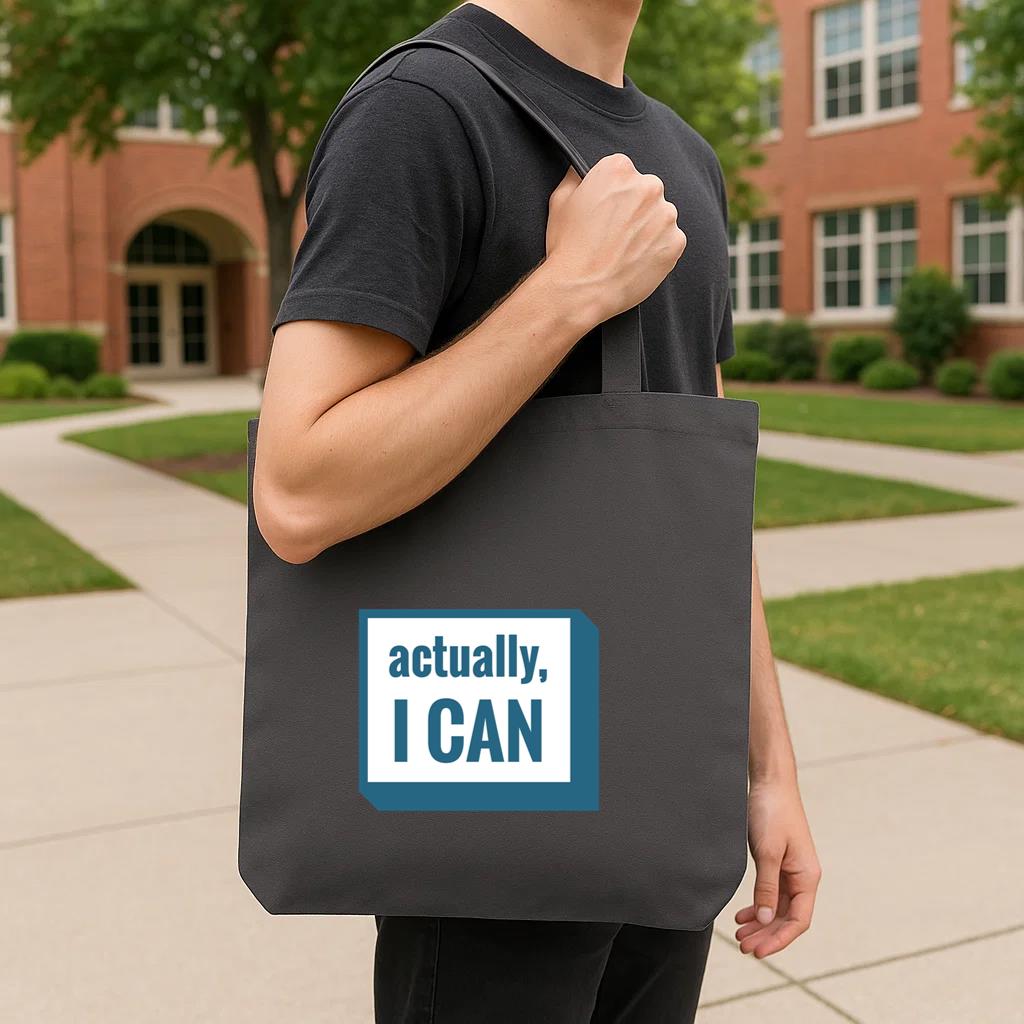 Actually I Can Motivational Quote Tote Canvas Bag - Image 4