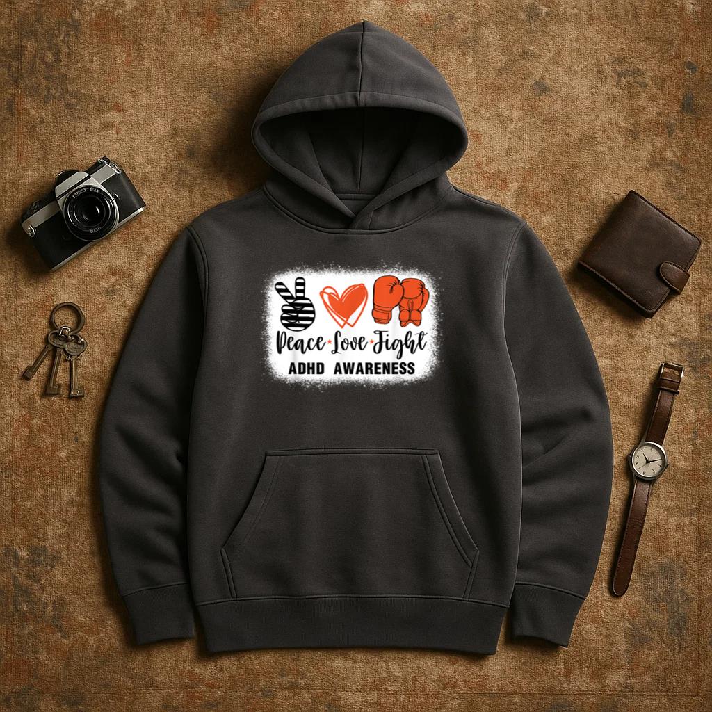 ADHD Awareness Peace Love Boxing Hoodie
