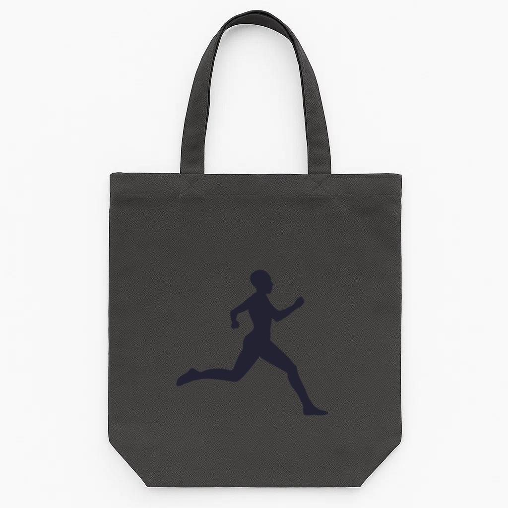 Athlete Running Silhouette In Blue Tote Canvas Bag