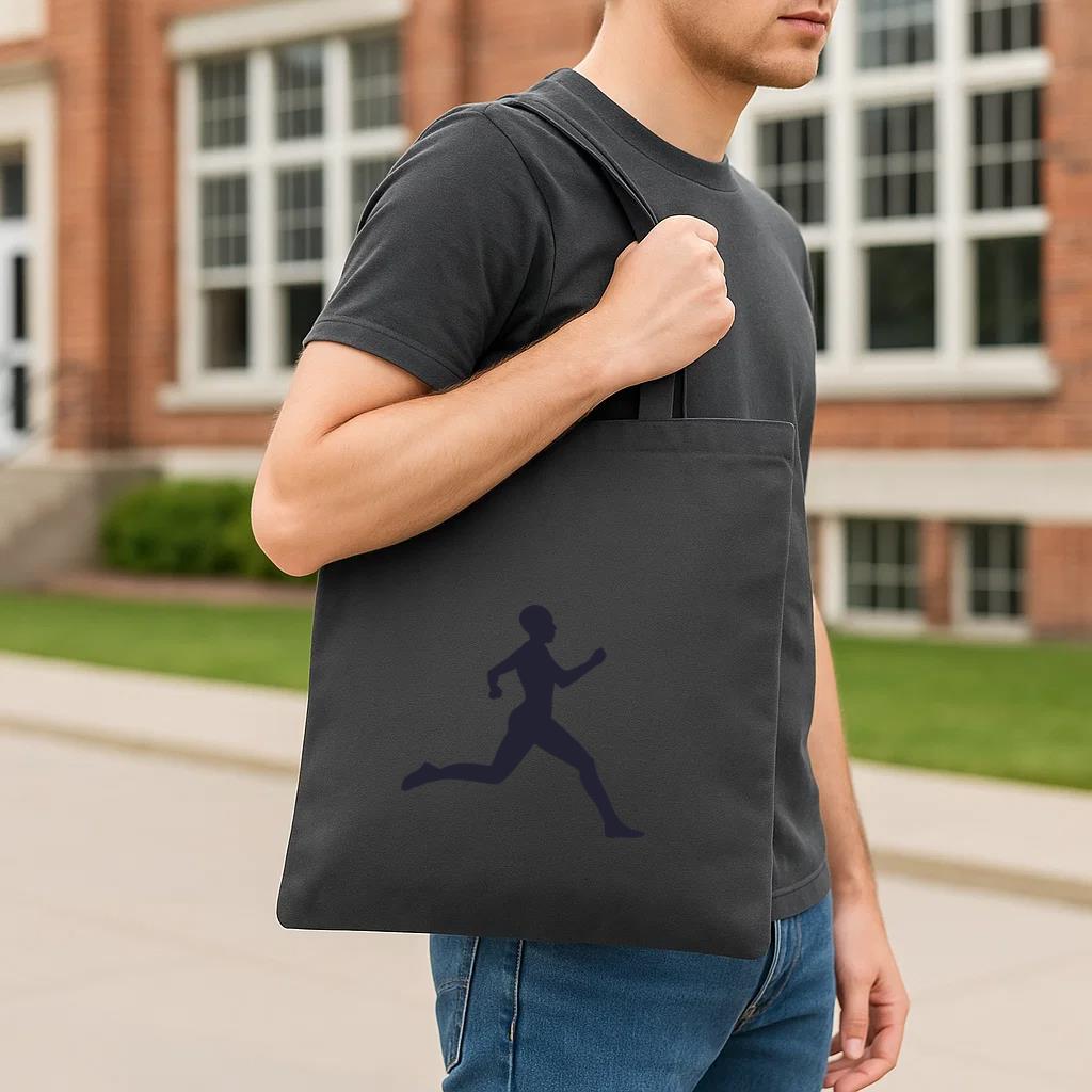 Athlete Running Silhouette In Blue Tote Canvas Bag - Image 3