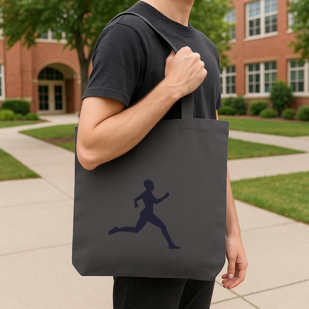 Athlete Running Silhouette In Blue Tote Canvas Bag - Image 4