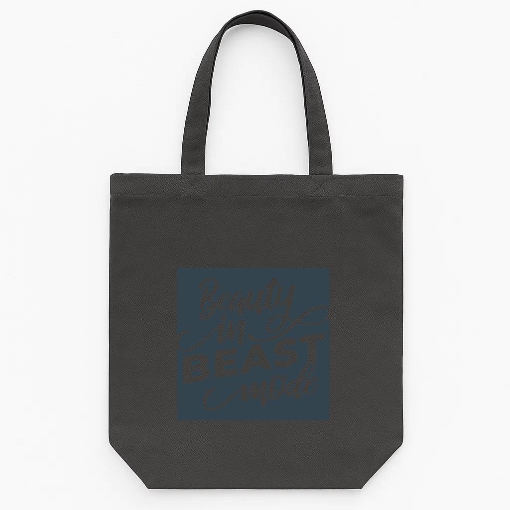 Beast Mode Lettering Phrase Workout Tote Canvas Bag
