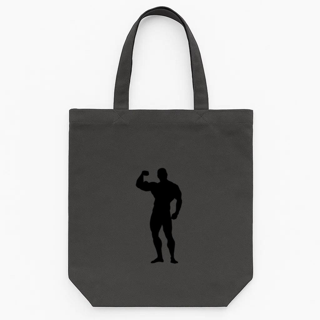 Bodybuilder Man Silhouette Tote Canvas Bag