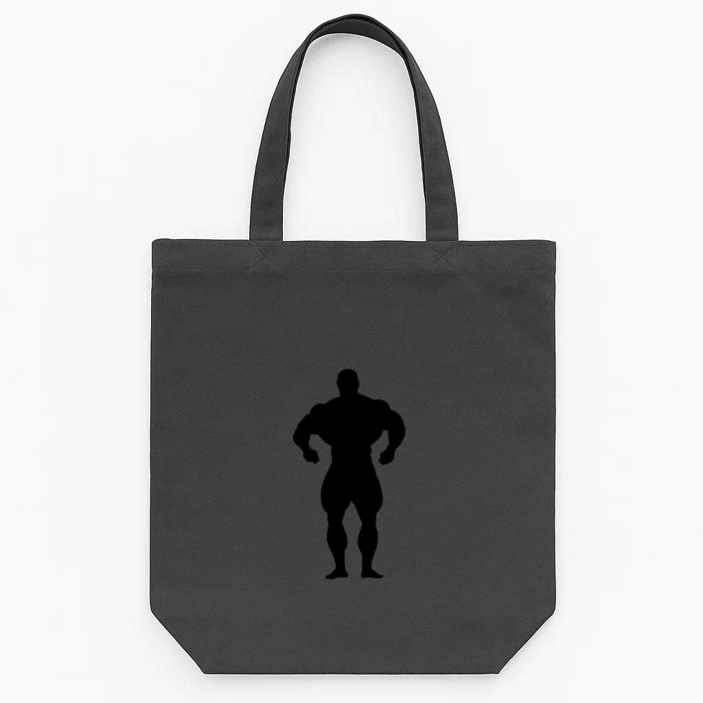 Bodybuilder Muscle Man Silhouette Tote Canvas Bag
