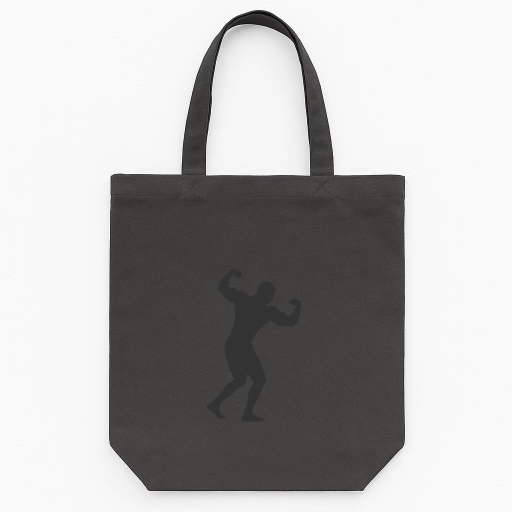 Bodybuilder Twisted Biceps Pose Silhouette Tote Canvas Bag