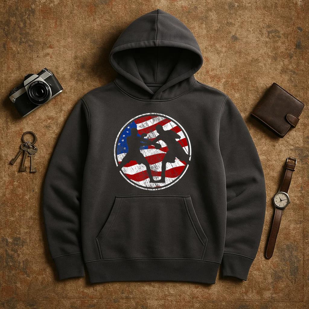 Boxing American Flag USA Hoodie