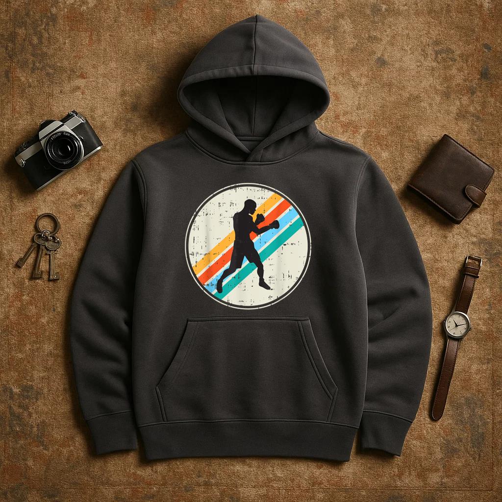 Boxing Boxer Silhouette Vintage Retro Hoodie