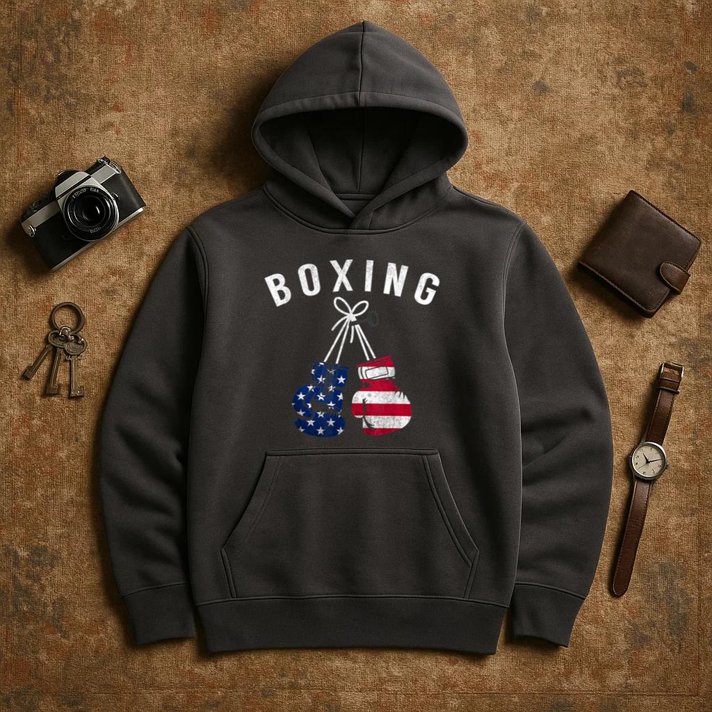 Boxing Gloves American Flag USA Hoodie