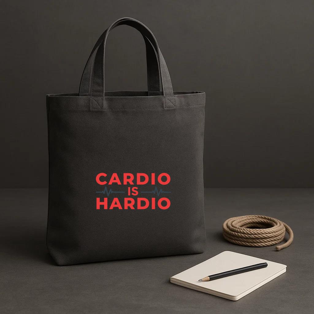 Cardio Is Hardio Workout Phrase Tote Canvas Bag - Image 2