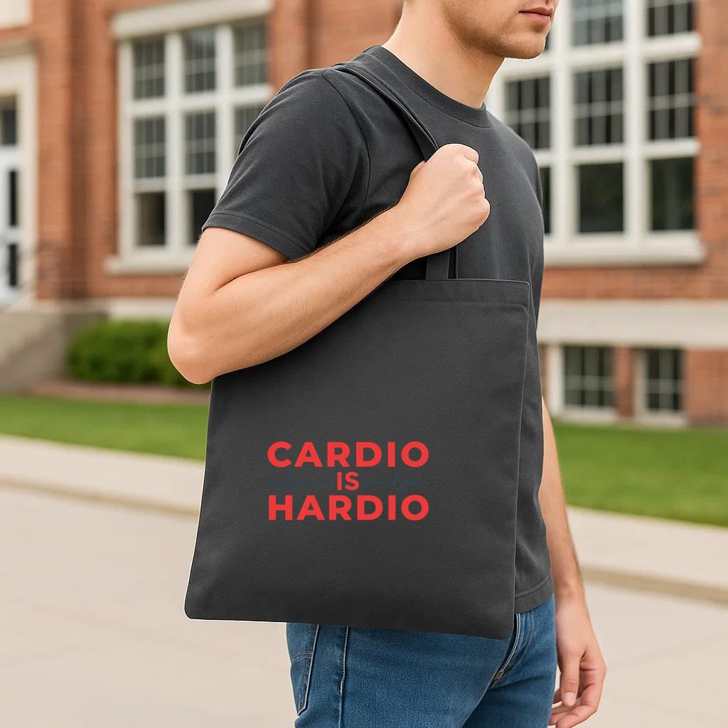 Cardio Is Hardio Workout Phrase Tote Canvas Bag - Image 3