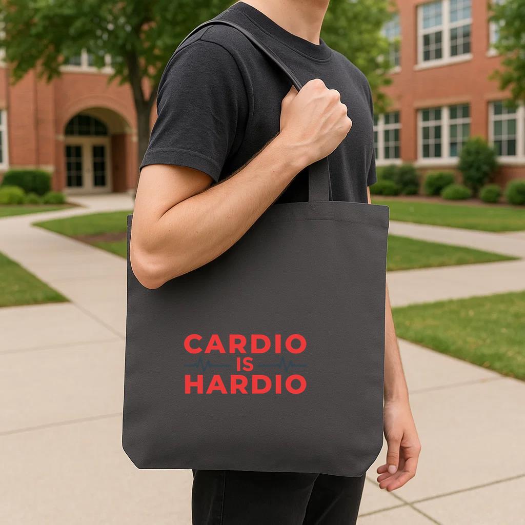 Cardio Is Hardio Workout Phrase Tote Canvas Bag - Image 4