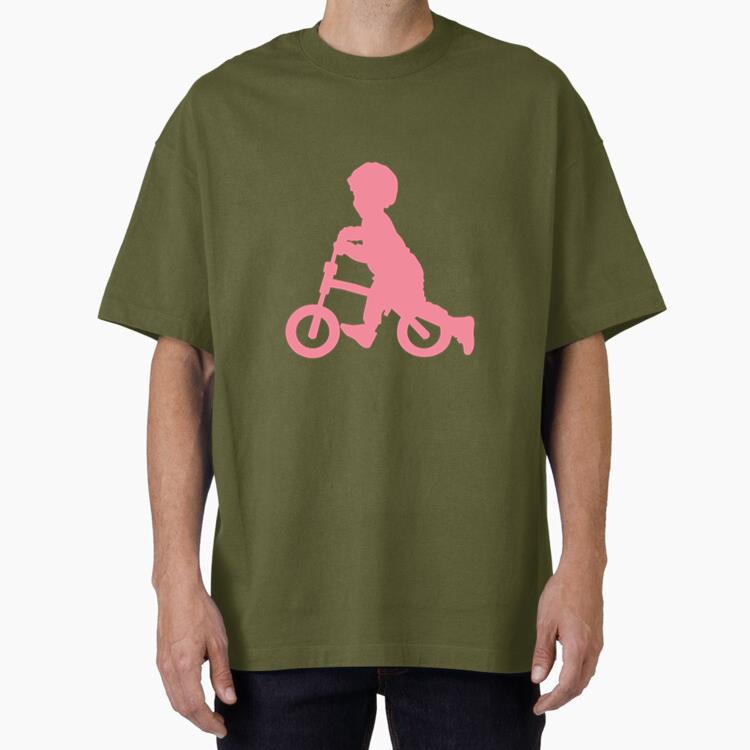 Child Kid Bicycle Cycle Bike Silhouette Oversized T-Shirt