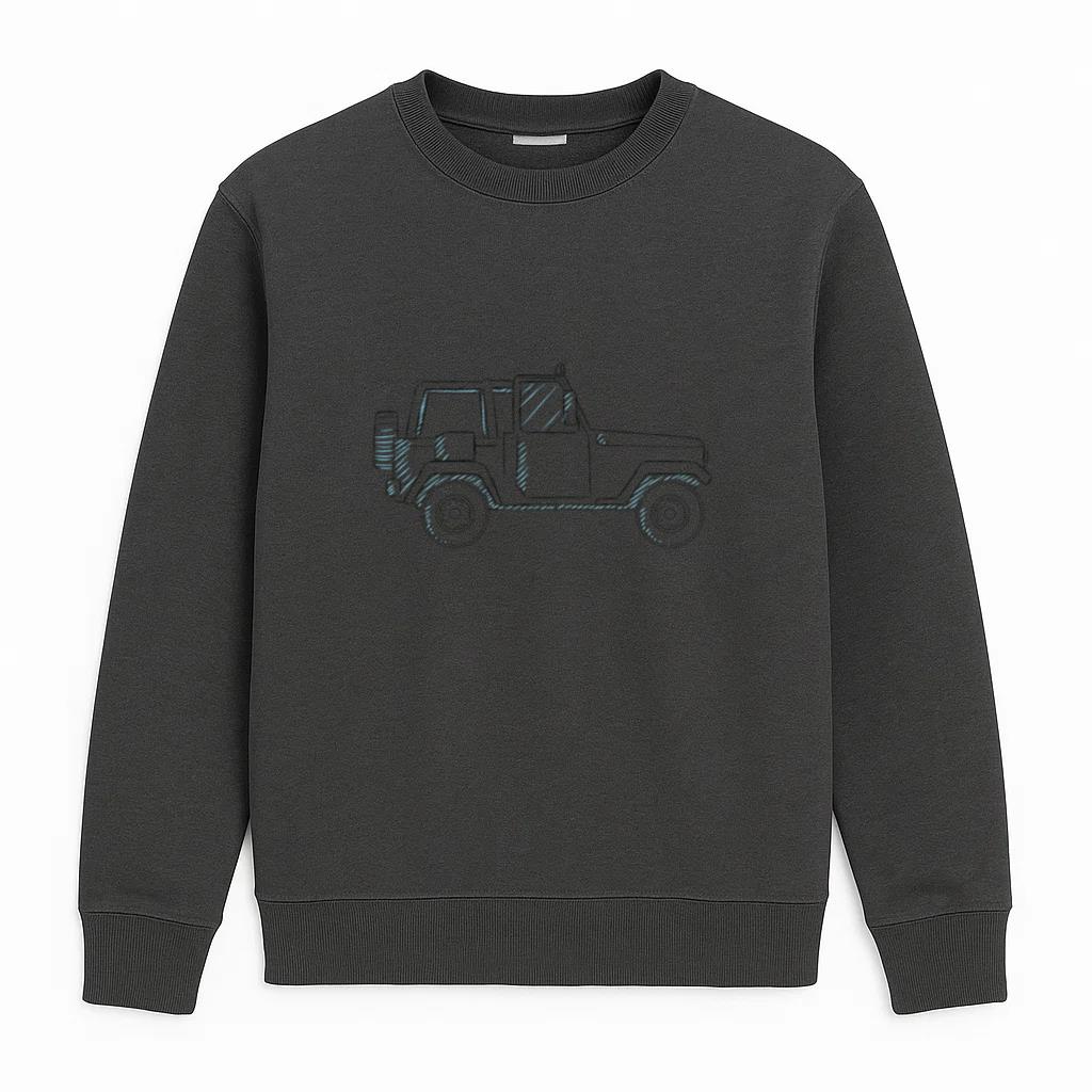Jeep Car Wheel Vehicle Body Line Sweatshirt