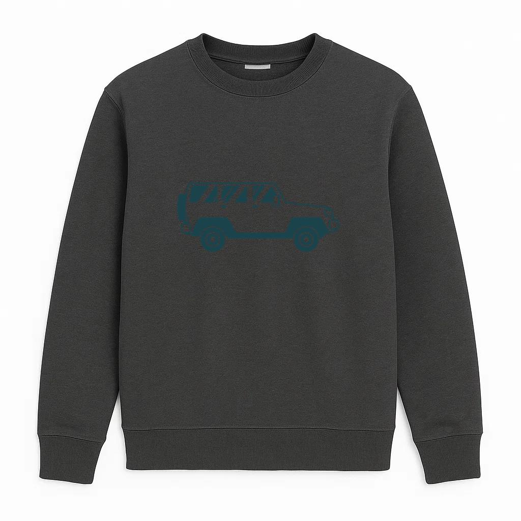 Jeep Vehicle Wheel Car Body Detailed Silhouette Sweatshirt