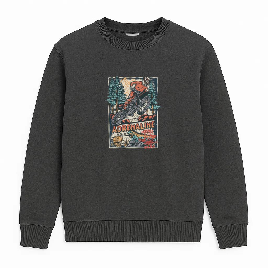 Man Motorbike Focused Minimal Sweatshirt